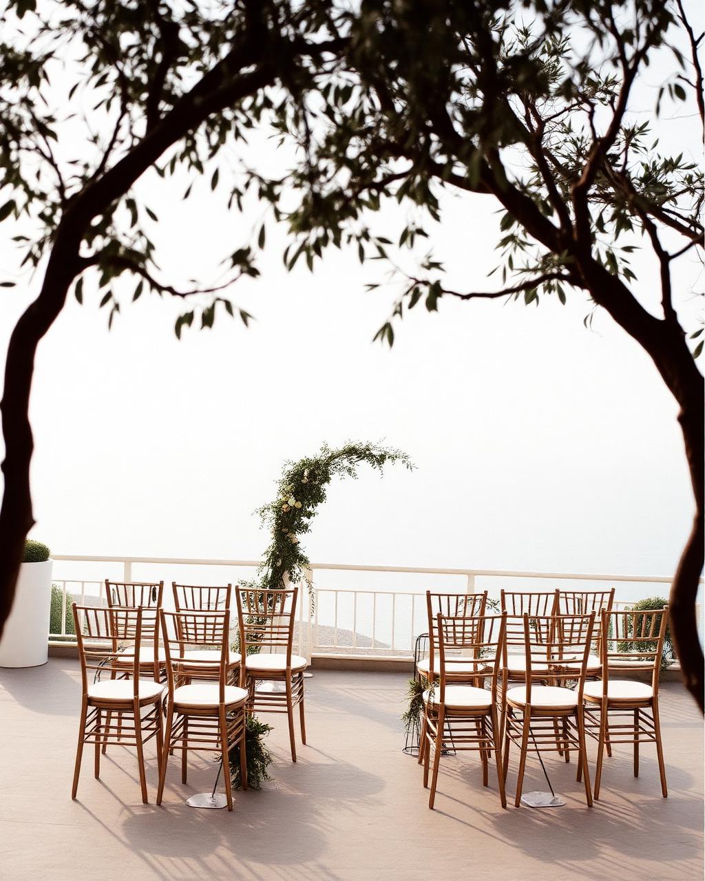 A wedding ceremony setup on a Ravello terrace
